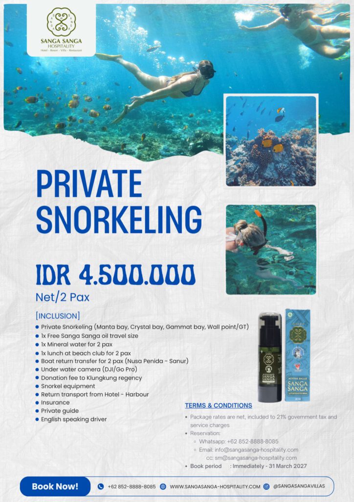 Private Snorkeling poster: IDR 4.500.000 net for 2 pax, Nusa Penida snorkeling trip